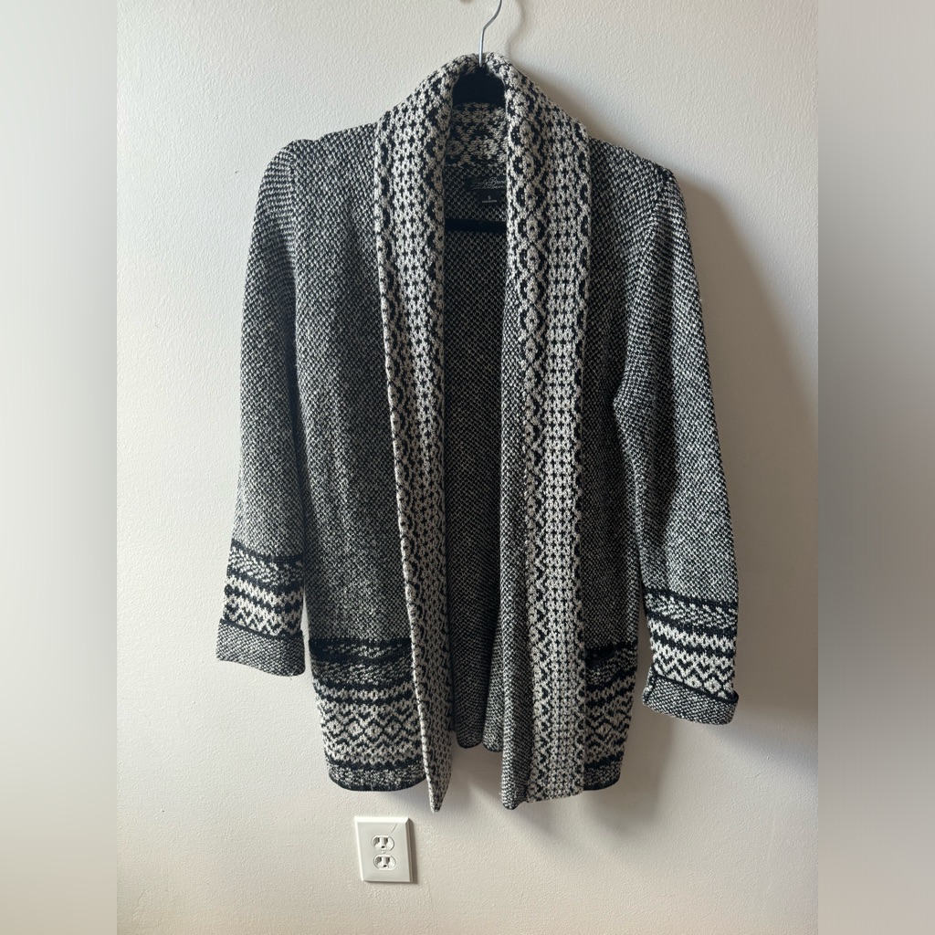 Lucky Brand Black And White Patterned Cardigan